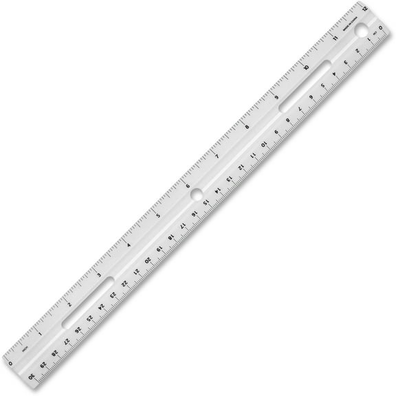 Business Source 12" Plastic Ruler - 12" Length 1.3" Width - 1/16 Graduations - Metric, Imperial Measuring System - Plastic - 1 Each - White | Bundle of 5