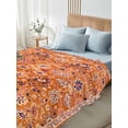 thumbnail image 4 of Twin Size Flat Sheet Only, Boho Orange Soft Brushed Microfiber Bed Sheets, Country Style Bohemian Floral Retro Tribal Hotel Quality Breathable Bedding Top Sheet, Easy Care, 66"x96", 4 of 9