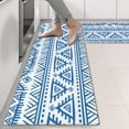 thumbnail image 2 of Kitchen Rugs Sets Of 2,Boho Blue Geometric Ethnic Pattern Anti Fatigue Kitchen Mat Rugs Non Slip Washable,Decorative Kitchen Floor Mats for Kitchen,Sink,Laundry,17"X47", 2 of 5
