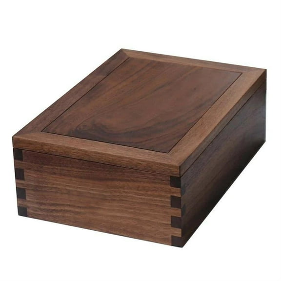 Lidded Black Walnut Solid Wood Jewelry Box With 3 Compartments