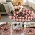 thumbnail image 6 of Farmhouse Large Area Rugs for Bedroom Living Room, Soft Non Slip Carpet Bedside Rug, Vintage Star Retro Rustic Checked Grid Lodge Round Floor Cover Kitchen Accent Rug 3' for Dining Room/Office, 6 of 9
