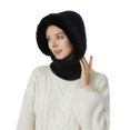 thumbnail image 4 of Gorro de invierno para mujer, conjunto de máscara de pasamontañas de punto con forro polar de una pieza, bufanda circular con cuello de Calavera, gorro de nieve para esquí con pompón, 4 of 7