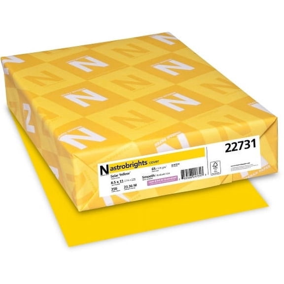 Neenah Cardstock, 65 lb., 8.5" x 11", Solar Yellow, 250 Sheets