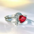 thumbnail image 5 of Love Heart Cut Red AAA Cz Hollow Band Women's 925 Silver Wedding Ring Size 6-10, 5 of 5