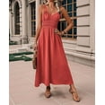 thumbnail image 4 of Women'S Smocked Maxi Dresses 2025 Summer Beach Sundress Casual Spaghetti Strap Swing A Line Long Flowy Dress Mahogany M, 4 of 7