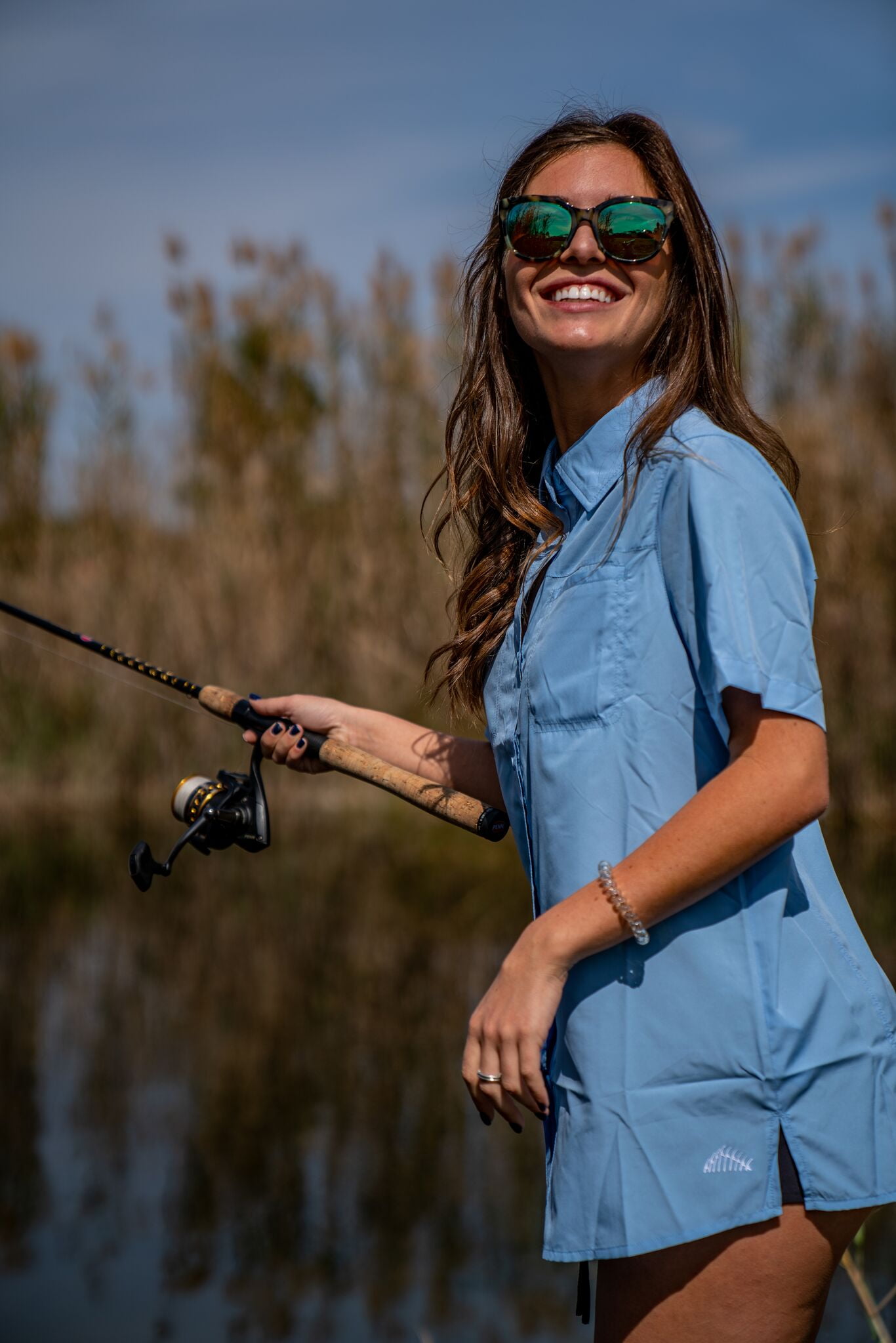 FinTech Women's Short Sleeve Fishing Shirt - Small