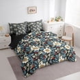 thumbnail image 3 of Homewish Chic Floral Flowers 7pcs Bedding Comforter Set For Kids Teens Adults,Exotic Style Queen Bedding Sets Super Cozy,Retro Vintage Queen Sheet Sets,Ultra Soft Home Decor,Reversible, 3 of 8