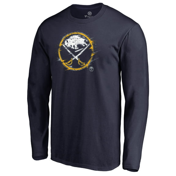 Men's Navy Buffalo Sabres Splatter Logo Long Sleeve T-Shirt
