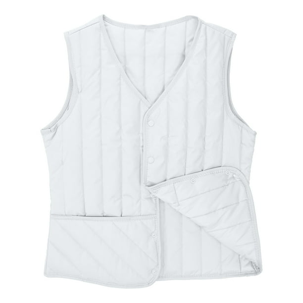 Chaquetas y abrigos casuales sin mangas y sin capucha Chaqueta abrigada con botones para mujer Abrigo de casa para mujer Ropa Parkas sin mangas con bolsillo Abrigo para mujer