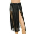 thumbnail image 2 of DPOIS Women's Tassels Leather Skirt Summer Fashion Adjusted PU Long Fringe Belts Long Black Large, 2 of 7