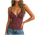 thumbnail image 5 of idosla Women's Polka Dot Cami Y2k Lace Trim V Neck Spaghetti Strap Cute Bow Camisole Trendy Going Out Tank Top (Brick Red, L), 5 of 7