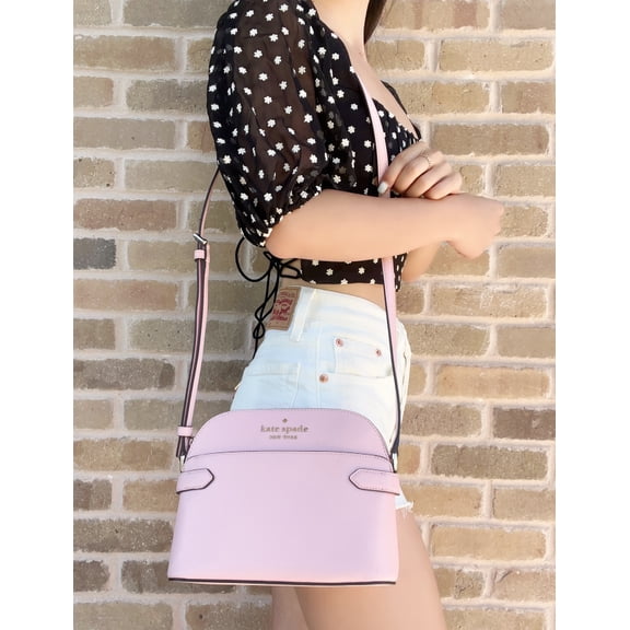 Kate Spade Staci Dome Crossbody Bag Light Crepe Pink Saffiano Leather