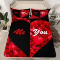 thumbnail image 2 of Castle Fairy Teens Adults Romantic Love Heart Full Size Sheets 4-Piece,Rose Valentine's Day Breathable Bed Sheets,Black Red Lightweight Sheet Sets,Breathable Home Decor, 2 of 7