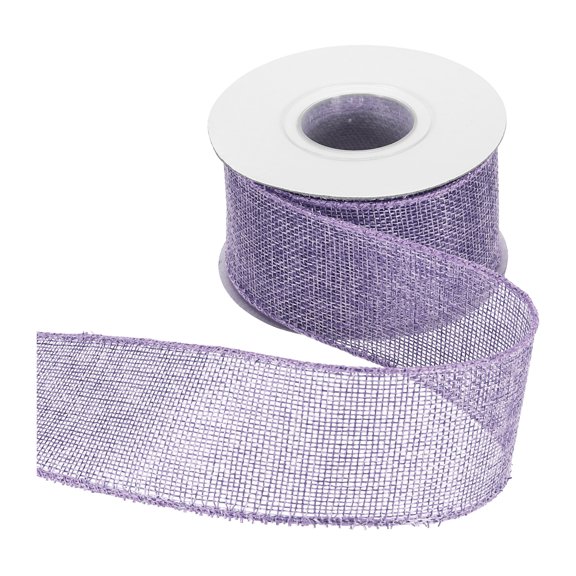 Uxcell Burlap Wired Ribbon 2" x 10 Yard Wired Edge Ribbon Woven Strap, Light Purple