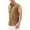 Khaki, variant on Fengqque Men's Short Sleeve Shirts Summer Cotton Linen Solid Color Sleeveless Shirt