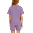thumbnail image 3 of Grblisyd Back to School Girls' Clothing Sets Boys Cute Letter Print Short Sleeve Crew Neck Shirt and Loose shorts Outfits Size 10-12 Years, 3 of 4