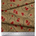 thumbnail image 2 of Soimoi Brown Velvet Fabric Red Berries Fruits Decor Fabric Printed Yard 58 Inch Wide, 2 of 5