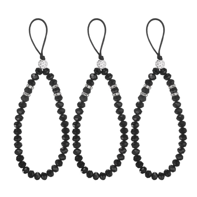 3Pcs Cinta Brillante de Cristal, Lanyard de Cuentas de Cristal de 18mm(0.7") para Mujeres, Tarjeta de Identificación, Llaves (Azul Oscuro)