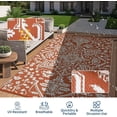 thumbnail image 4 of 8x10 Large Outdoor Rug for Patio Rugs Waterproof, Reversible Plastic Straw Rug Medallion Pattern, Vintage Camping Rug, Foldable Lightweight Carpet for RV, Porch, Deck, Backyard, Balcony(Brick Color), 4 of 9