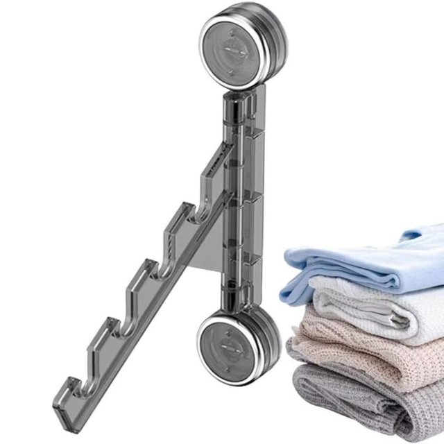 Clothes Rack Clothes Drying Rack,Suction Cup Folding Clothes Drying Rack Folding Transparent Clothes Rack Wall Mounted Laundry Rack Suction Cup Clothes Rack For Home Balcony Laundry Room,Gray
