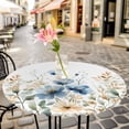 thumbnail image 6 of Blue Spring Floral Round Tablecloth for 36-44 Inch Tables,Fitted Table Cover with Elastic Edge,Watercolor Blooming Summer Botanical Waterproof Outdoor Table Cloth Protector for Patio Garden Dinner, 6 of 9