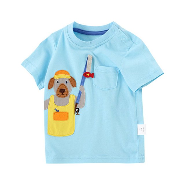 Gibobby Blusa Manga Larga Niños Verano niños pequeños niñas manga corta uso diario lindo estampado de dibujos animados camiseta Tops y transpirable(Aqua, 12-18 Meses)