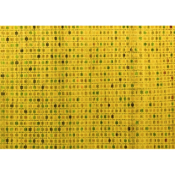 Ahgly Company Machine Washable Indoor Rectangle Abstract Yellow Modern Area Rugs, 7' x 9'