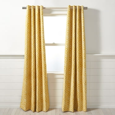 SAFAVIEH Cecille Modern Yellow Geometric Grommet Semi-Sheer Curtains, 52" x 84"