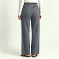 thumbnail image 7 of Sokhug Women Ribbed Knit Wide Leg Pants Drawstring Elastic Waist Casual Trousers With Patch Pockets Casual Solid Color Lounge Trousers, 7 of 7