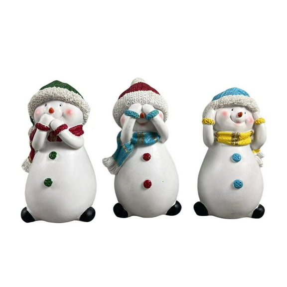 Christmas Snowman Family Figurine – Resin Indoor Holiday Decoration for Fireplace, Mantel, Shelf or Table – Festive Winter Ornament Gift