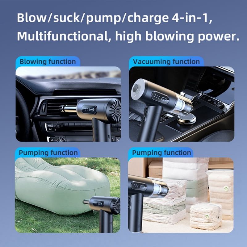 Air Duster Vacuum Cleaner 50000RPM 3 Gear Cordless Handheld Cleaner for Car Home Computer, Blow Vacuum 2 in 1