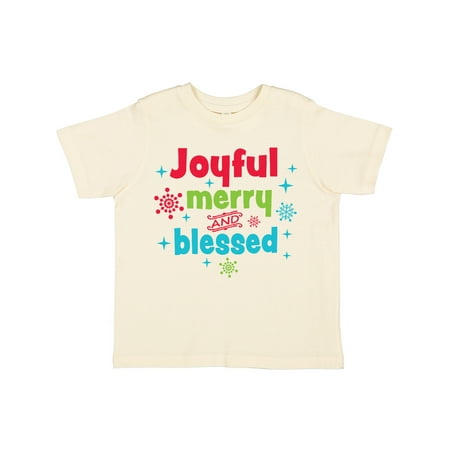 

Inktastic Christmas Joyful Merry and Blessed with Snowflakes Gift Toddler Boy or Toddler Girl T-Shirt