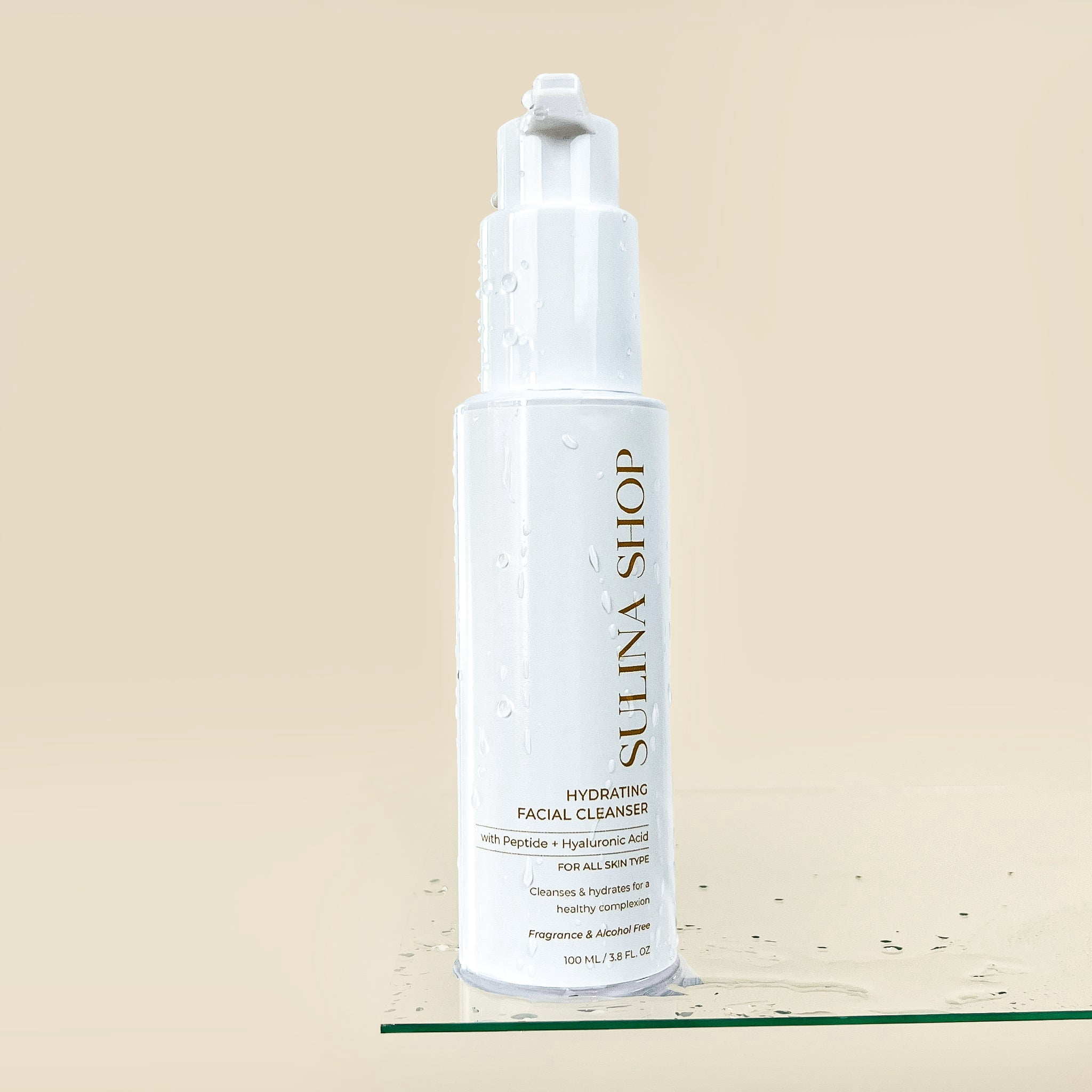 Sulina Shop Hydrating Facial Cleanser with Peptide Plus Hyaluronic Acid for All Skin Types, Moisturizing Face Wash, Fragrance & Alcohol-Free Formula, 100ml
