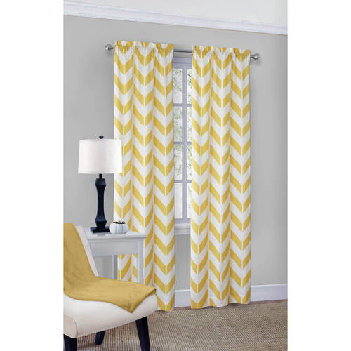 Mainstays Chevron Polyester Cotton Curtain Panel Pair Walmart Com