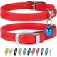thumbnail image 2 of Leather Cat Collar, Cat Safety Collar With Elastic Strap, Kitten Collar For Cat With Bell Black Blue Red Orange-Good, 2 of 5