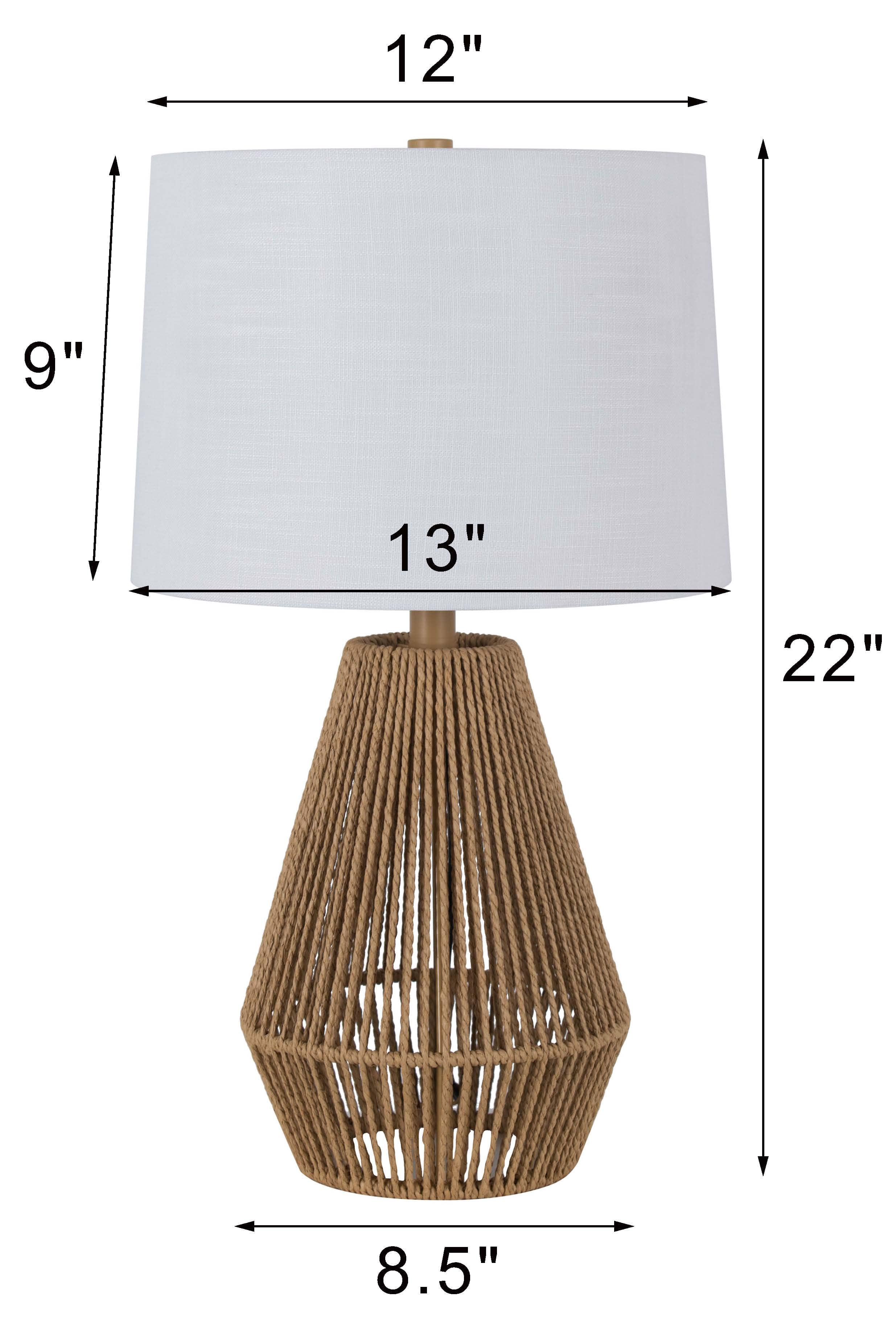 Mainstays 22" inch Brown Rope Table Lamp with White Shade