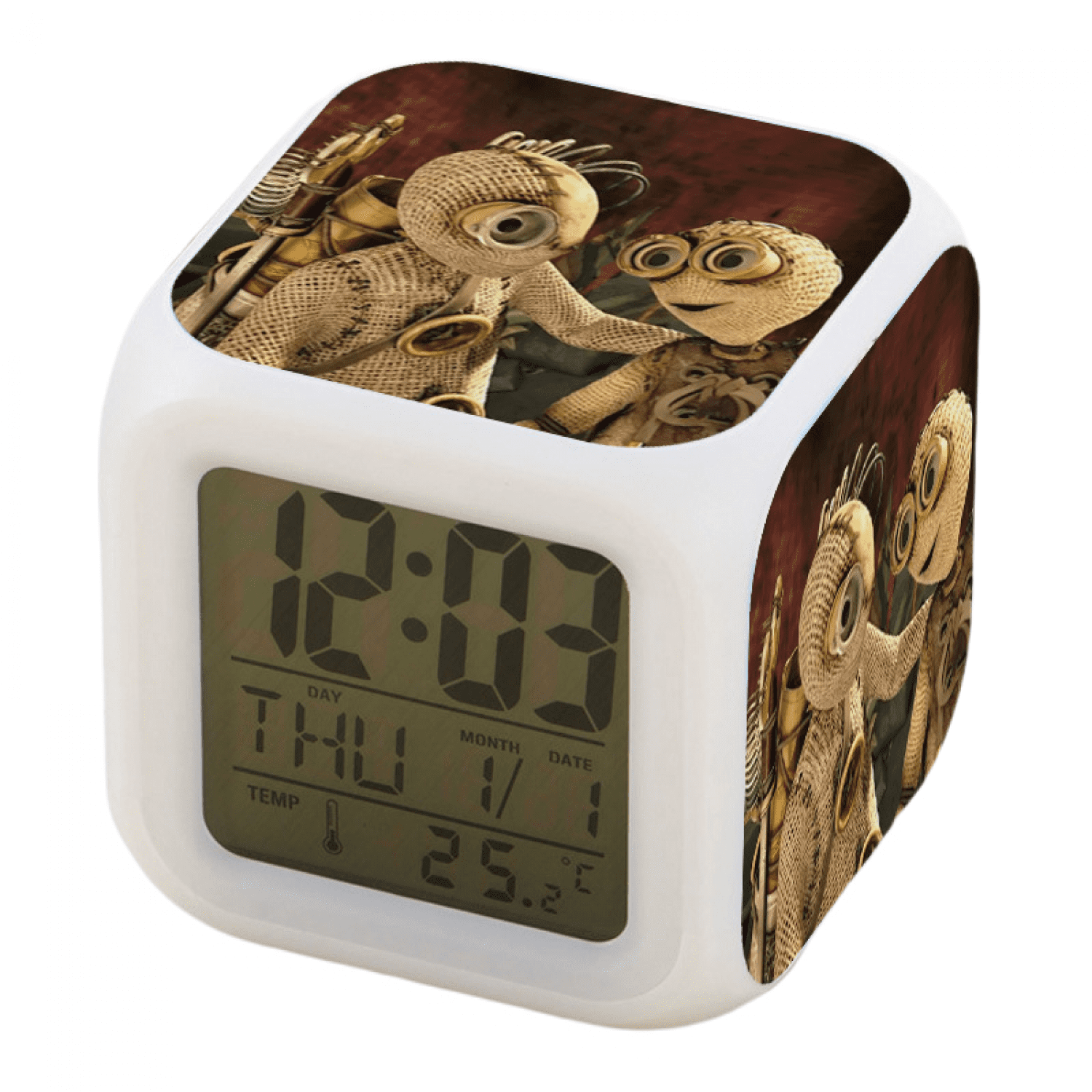 JUSTUP Robot Alarm Clock for Kids Room, LED Digital Bedroom Alarm Clock