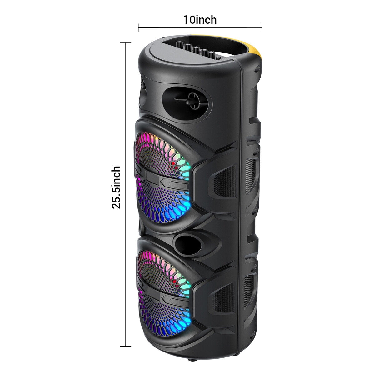 RIDWIND TWS Portable Bluetooth Speaker Dual 8" Woofers Heavy Bass Sound System W/ Microphone Remote Control LED Party Lights Support FM/AUX/MP3/USB/TF