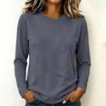 thumbnail image 2 of XuJwPNcy Women Long Sleeve Cotton Tops Soft Crew Neck Basic Tees Fall Fashion Regular Fit T Shirts(Dark Gray,XX-Large), 2 of 7