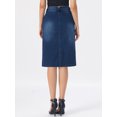 thumbnail image 3 of DARING DIVA Women's Back Slit Stretchy Below Knee Length Jean Skirt XL Dark Blue, 3 of 7