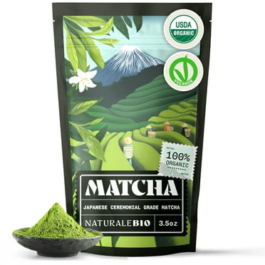 NaturaleBio Matcha Green Tea Powder Ceremonial Grade 3.5 LB (100gr.) Organic Matcha From Uji, Kyoto. Free From Added Sugars & Preservatives