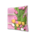 thumbnail image 3 of Colorful Tulips Design 20x20in 2-Piece Cotton Fleece Throw Pillow Covers, Shrink Resistant, Hidden Zip, 3 of 6