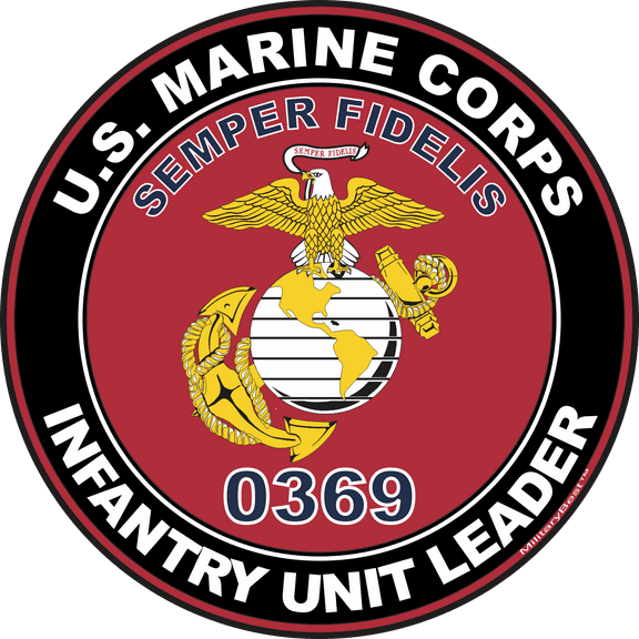 U.S.M.C. MOS 0369 Infantry Unit Leader Decal 3.8" - Red