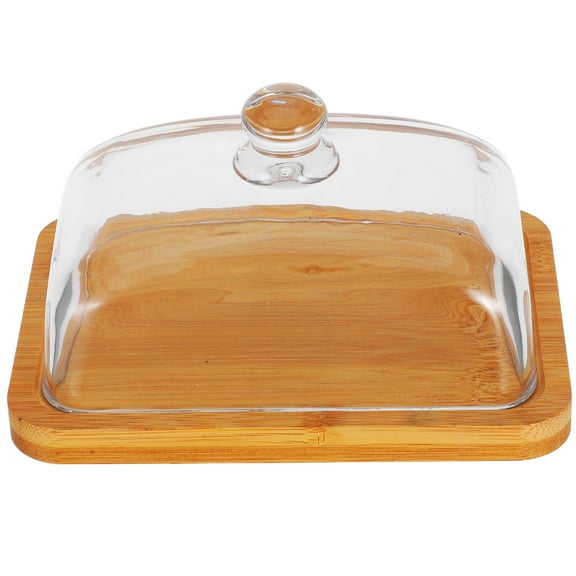 Masteelf Clear Glass Butter Dish with Lid Rectangular Butter Tray for Refrigerator and Counter Suitable for Butter Cream Cheese and Serving Desserts