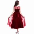 thumbnail image 5 of IDOPIP Little Big Girls Tulle Retro Vintage Dresses Flower Lace Pageant Party Wedding Floor Length Dance Evening Gown 4-5 Years Wine Red, 5 of 7