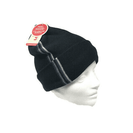 Levi's Beanie Hat One Size Side Stripe Cuff Fleece Lined Black Gray Various