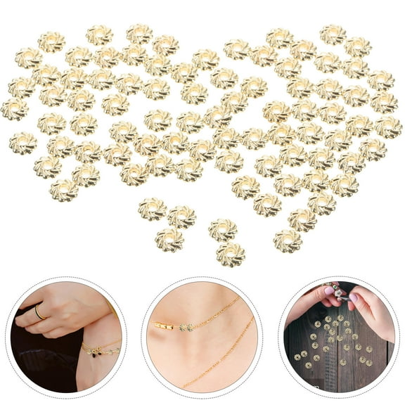 WHAMVOX  100 Pcs Gold Spacer Loose Bead Bracelets Beads for Crafts Golden