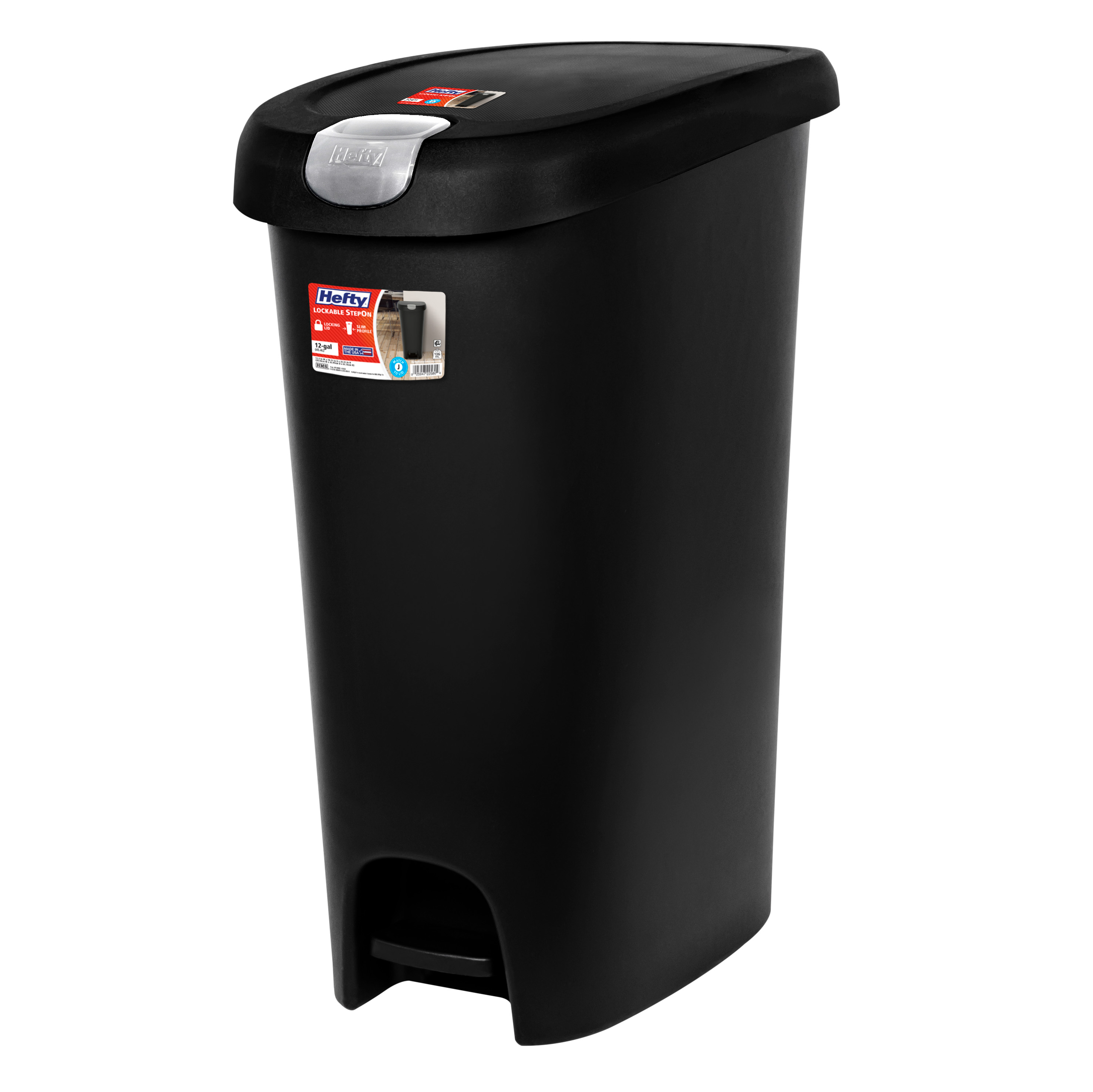 Hefty 12-Gallon Kitchen Trash Can with Locking Foot Pedal Lid photo 2