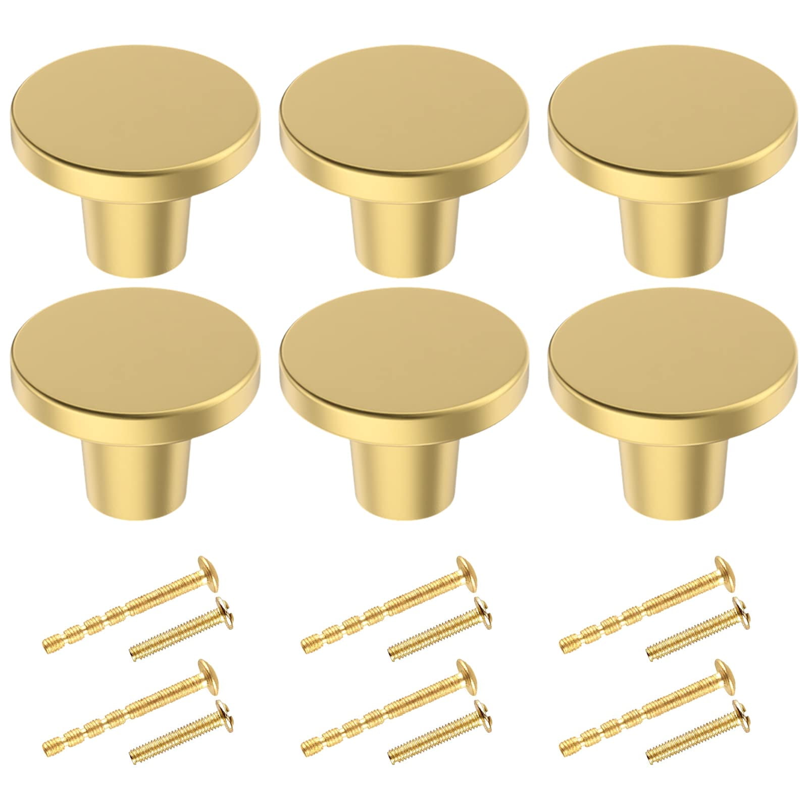 YIHATA 6 PCS Kitchen Knobs Pulls, Brass Knobs, Drawer