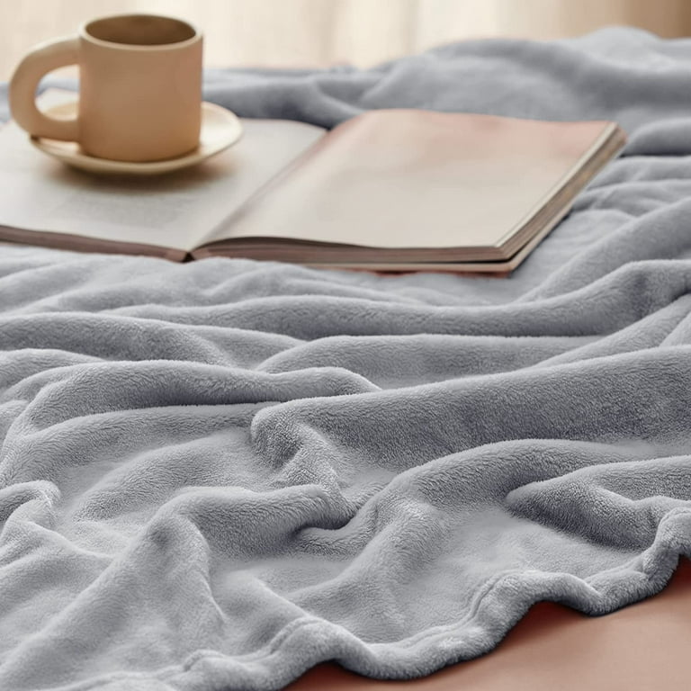 Bedsure Fleece Blankets King Size Light Grey - Soft Lightweight Plush Cozy  Fuzzy, 108X90 inches 